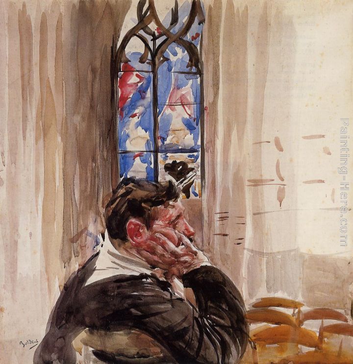 Portrait of a Man in Church painting - Giovanni Boldini Portrait of a Man in Church art painting